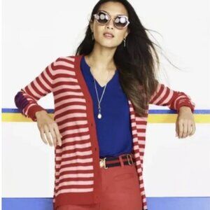 CAbi Picnic Cardigan Size Medium Summer Stripe Red and Pink Style 5446 Sz M